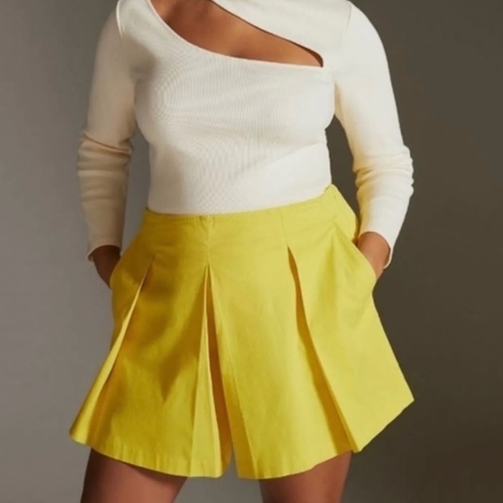 NWT Anthropologie Maeve Tennis Skort Skirted Shorts Yellow - Picture 2 of 8